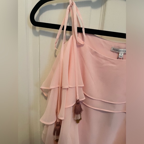 Rebecca Minkoff Dena Tiered Cold-Shoulder Light Pink Top - Picture 5 of 12